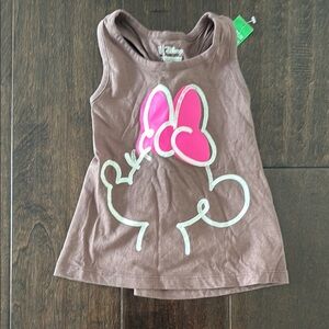 NWT Gap Toddler Girls Disney Brown Minnie Mouse Tank Top with Pink Bow!